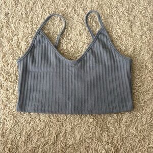 SHEIN Light Gray Ribbed Knit Top